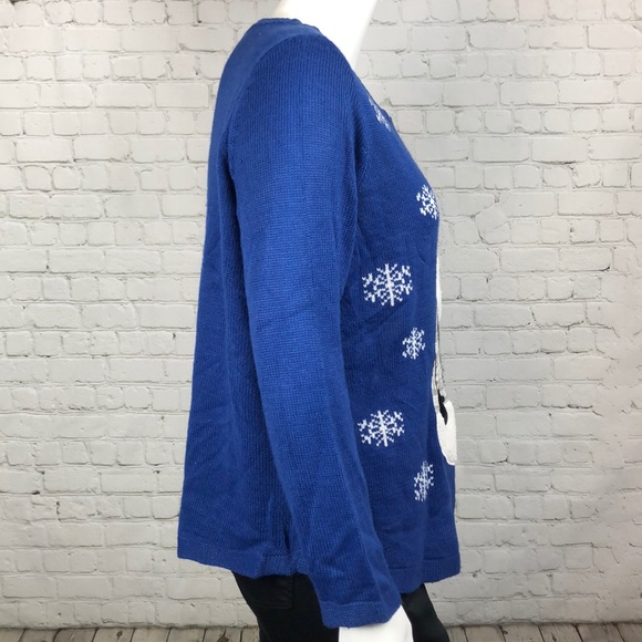 Blue Snowman Holiday Christmas Sweater Plus Sz 0X - Picture 4 of 6